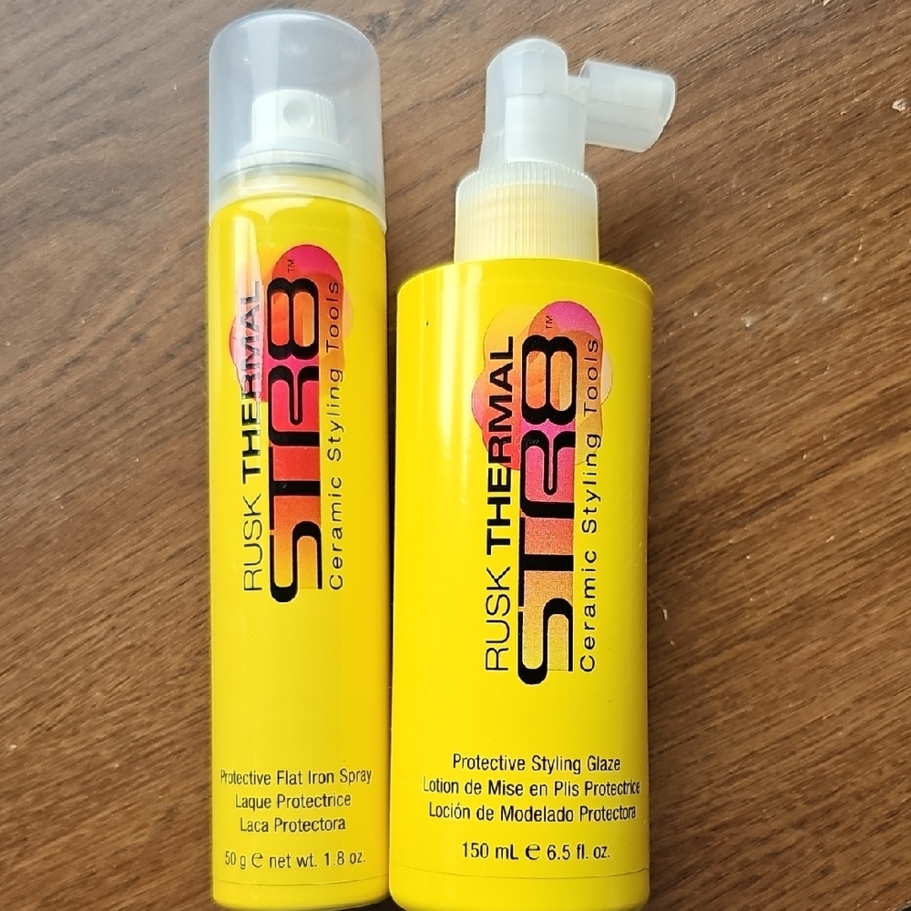 New Discontinued Rusk Thermal STR8 Ceramic Styling Tools Glaze & Flat Iron Spray